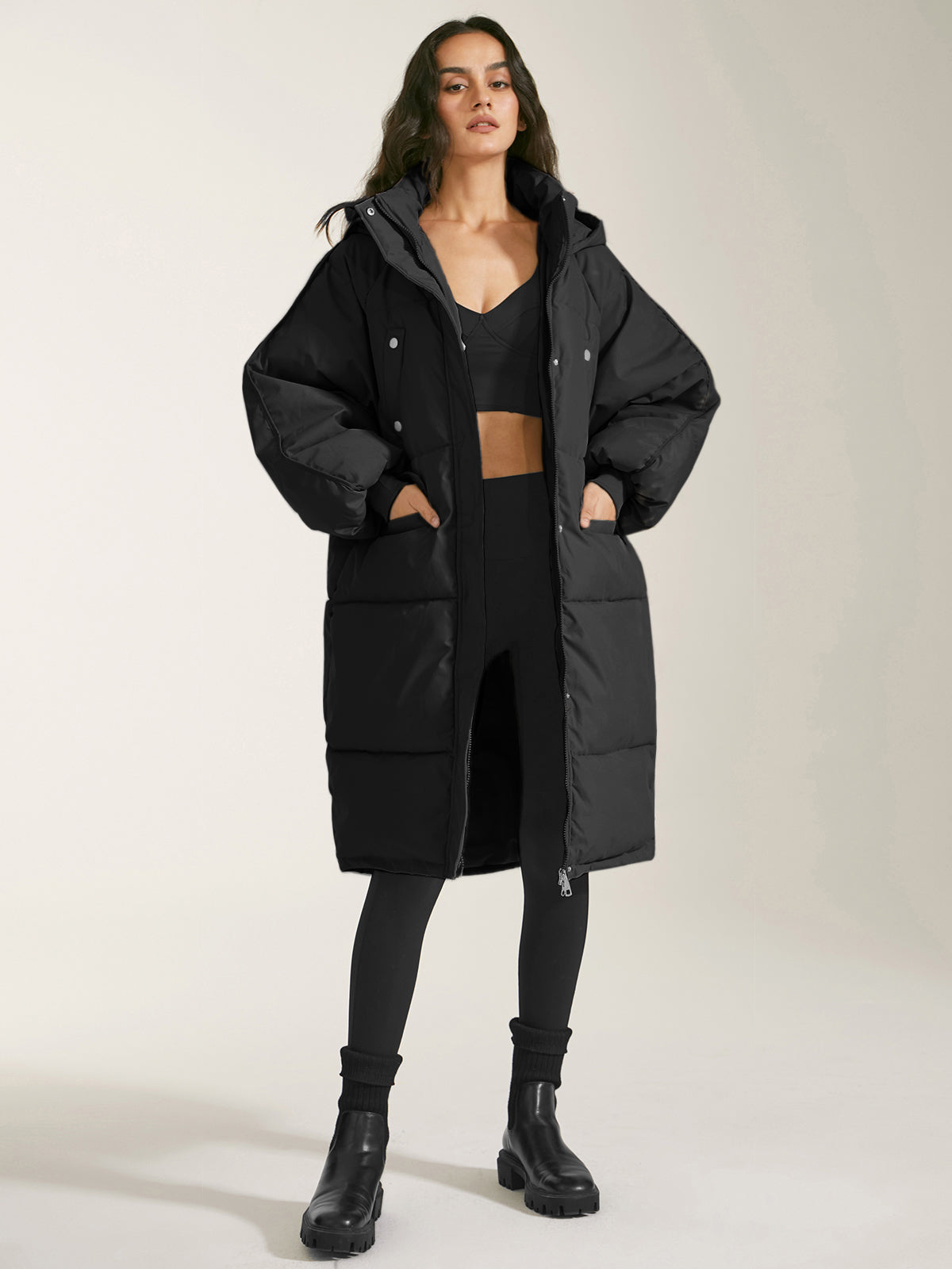 Thecomense - Long Hooded Puffer Parka Coat