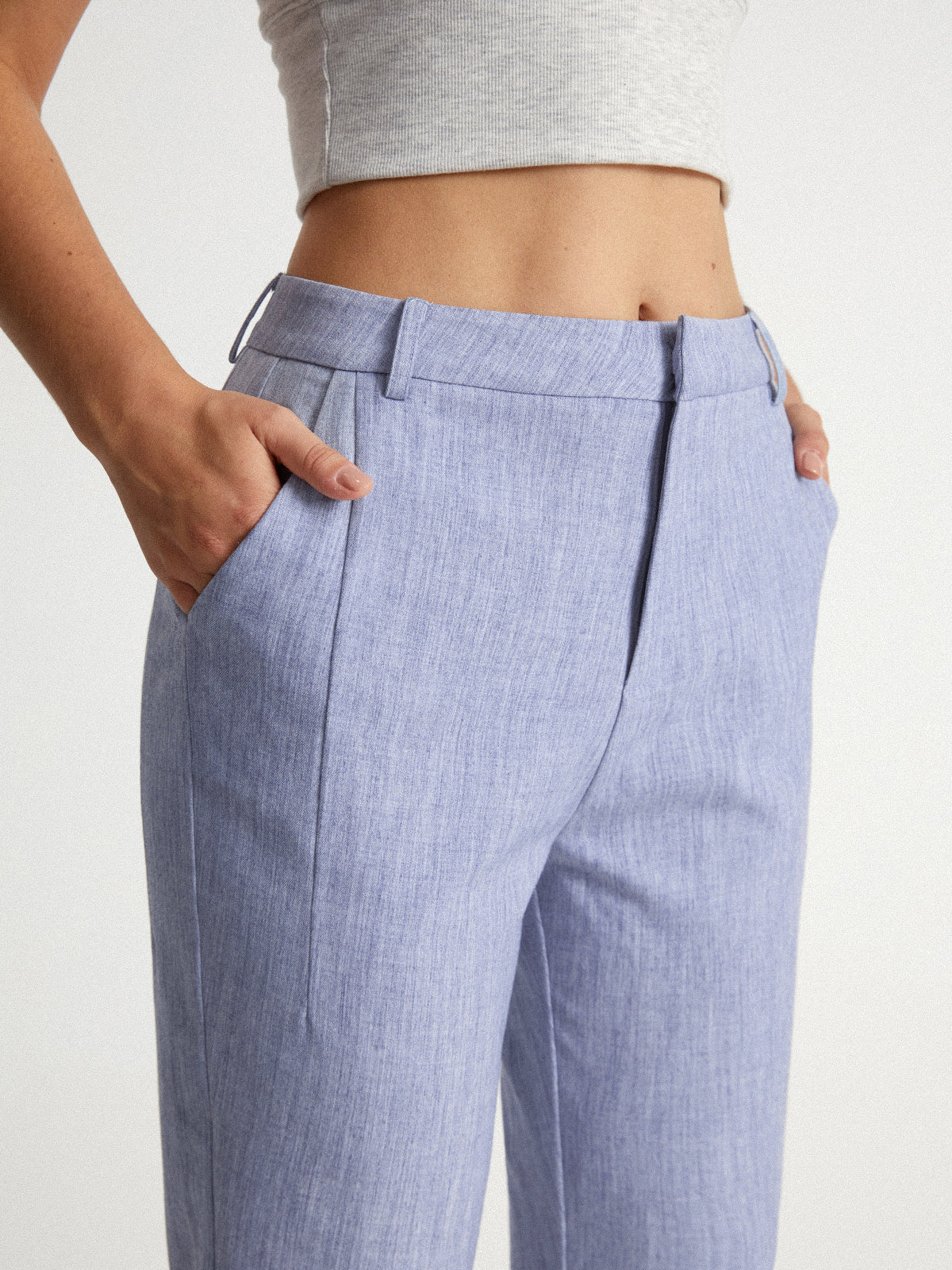 Thecomense - Mid Rise Heathered Pastel Cropped Pants