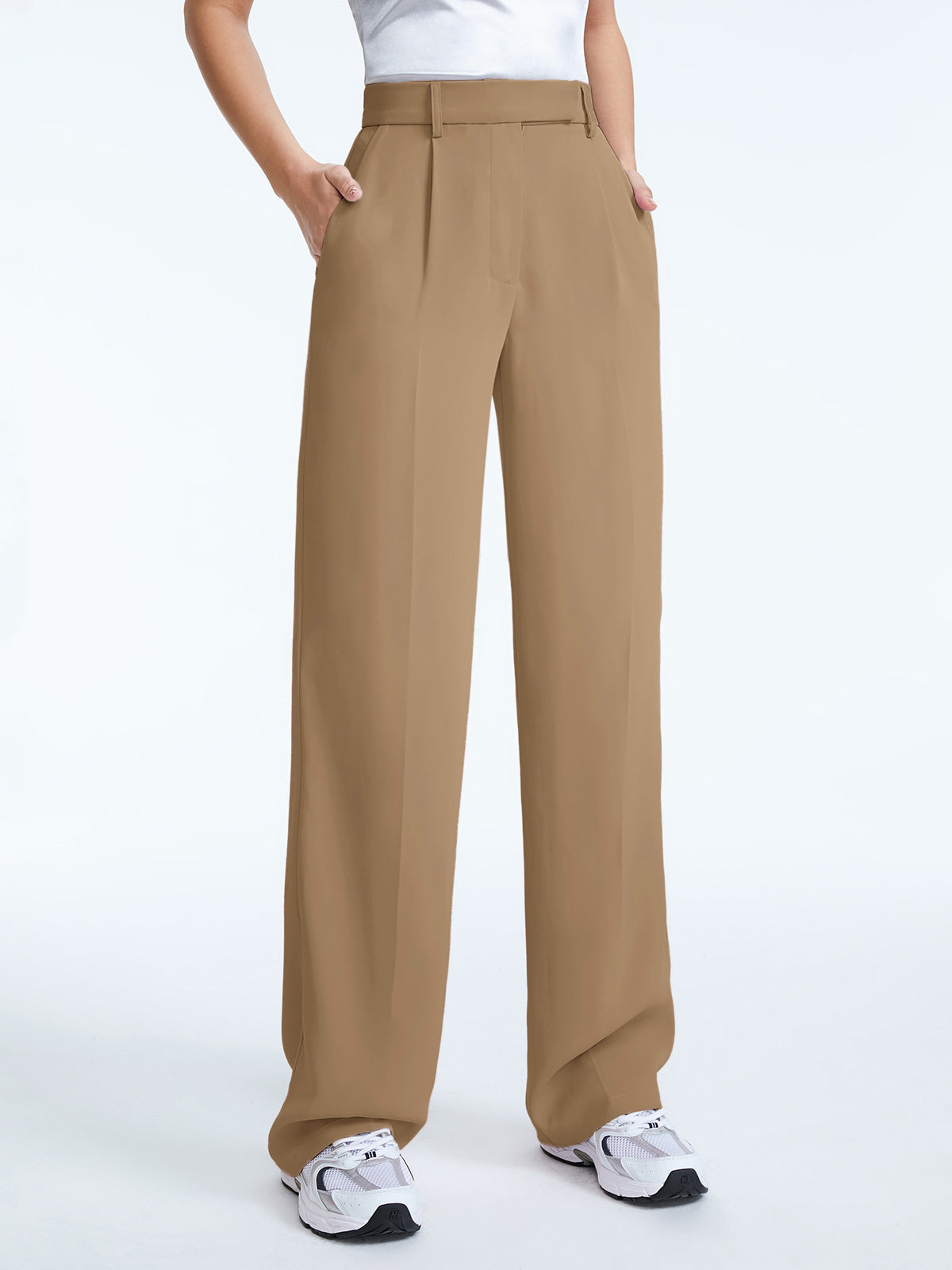 Thecomense - High Waisted Straight Leg Pleat Front Trousers