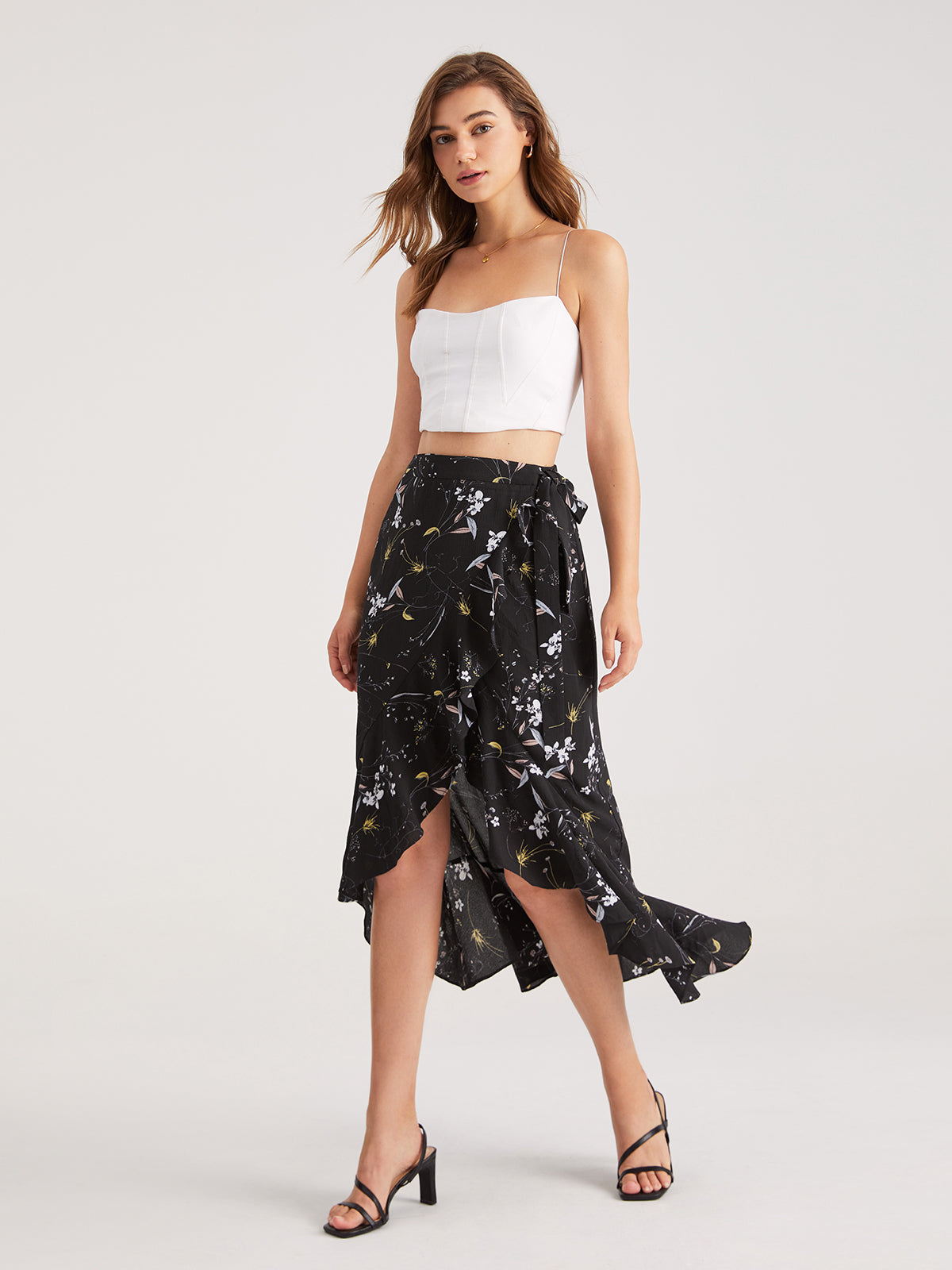 Thecomense - Pattern High Low Wrap Skirt