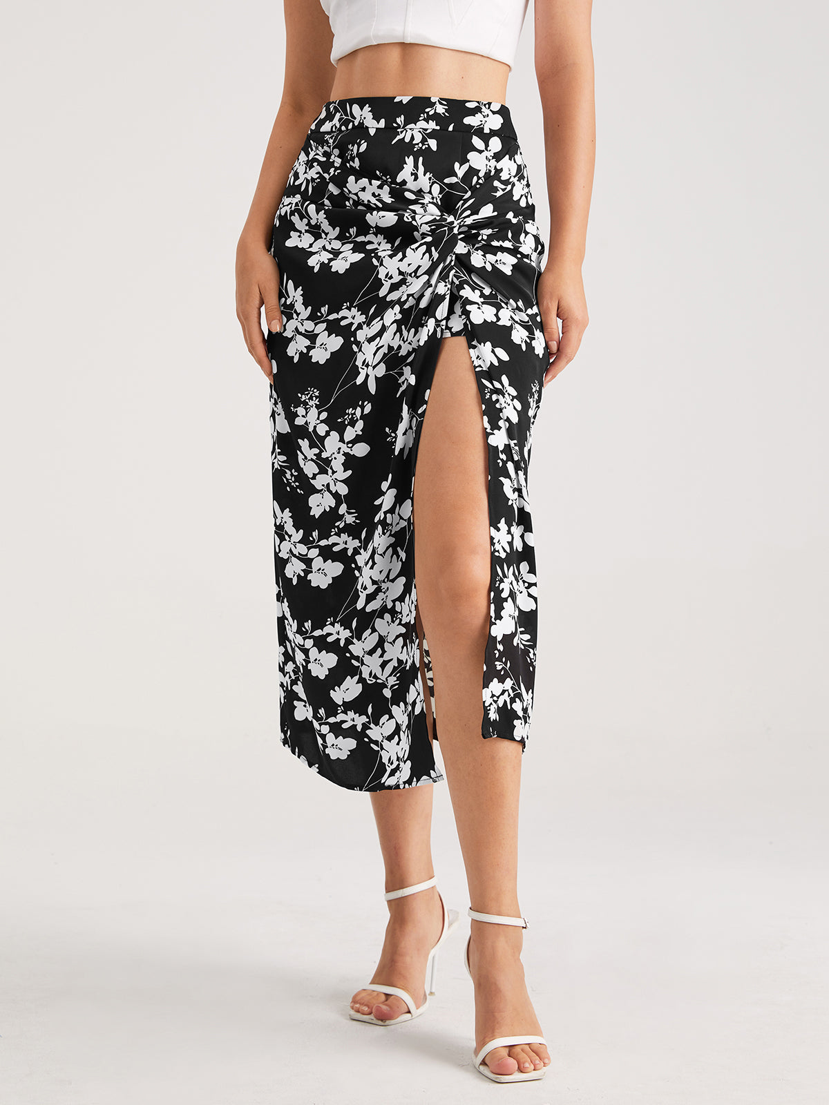 Thecomense - Floral Midi Skirt