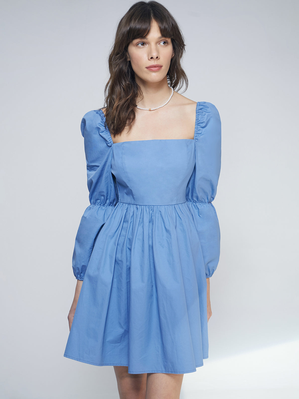 Thecomense - Square Neck Puff Sleeve Short Dress