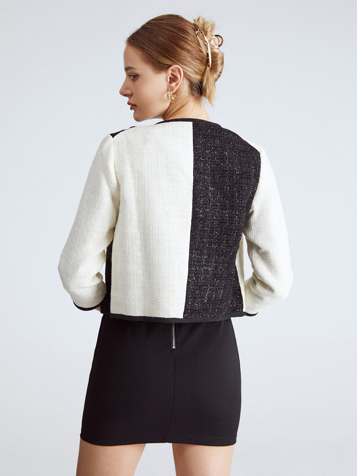 Thecomense - Dual Tone Cropped Jacket with Contrast Banding