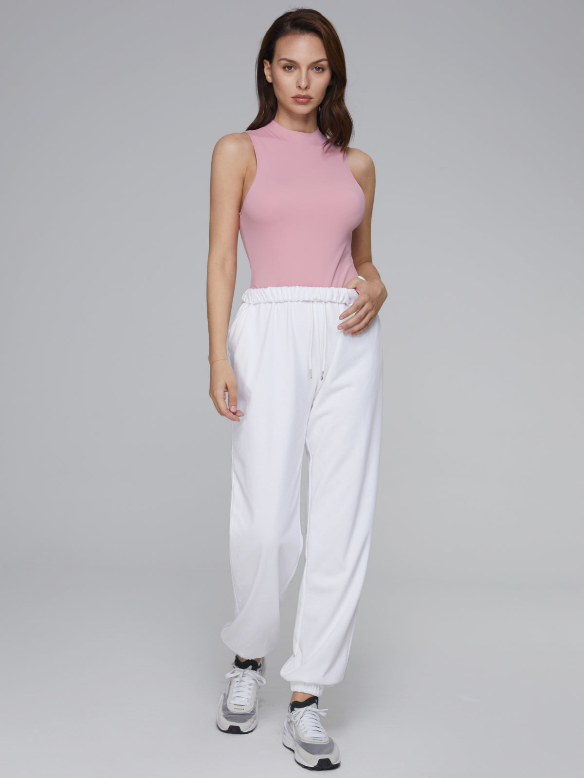 Thecomense - Pink Halter Basic Sleeveless Top