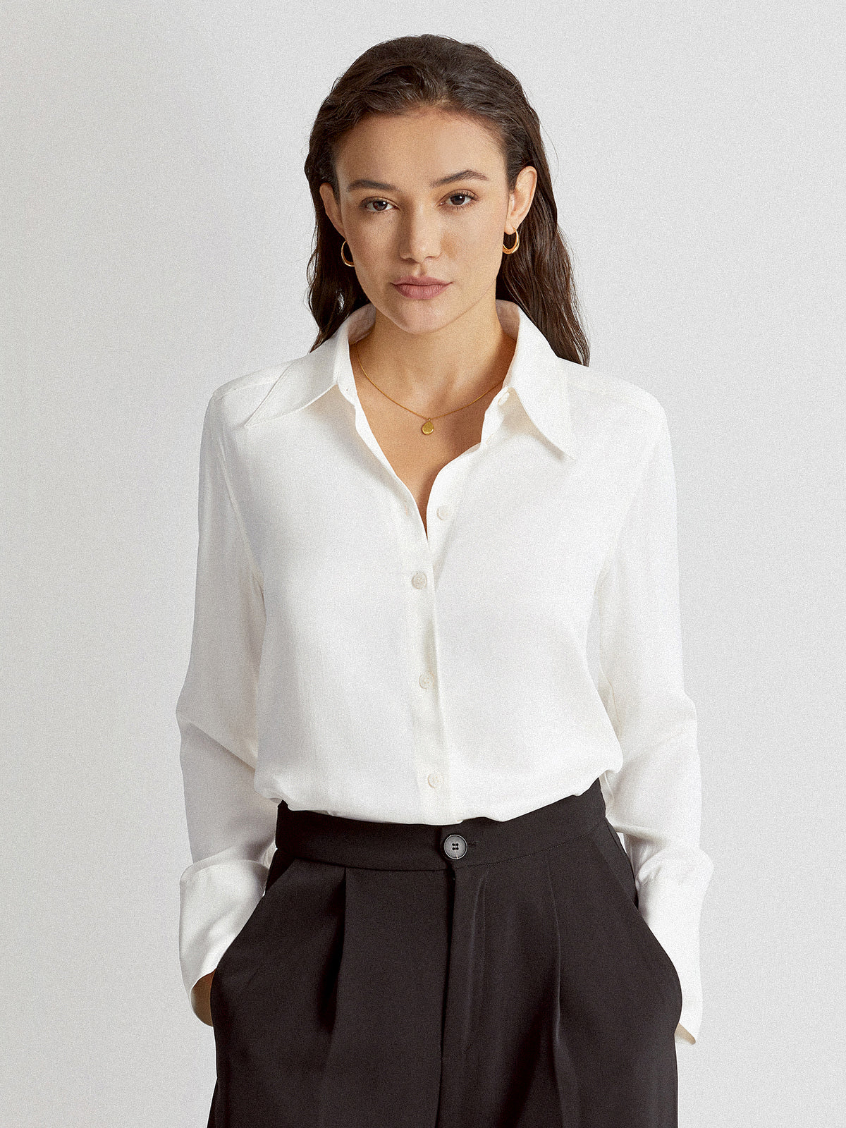 Thecomense - Basic Sharp Collar Shirt