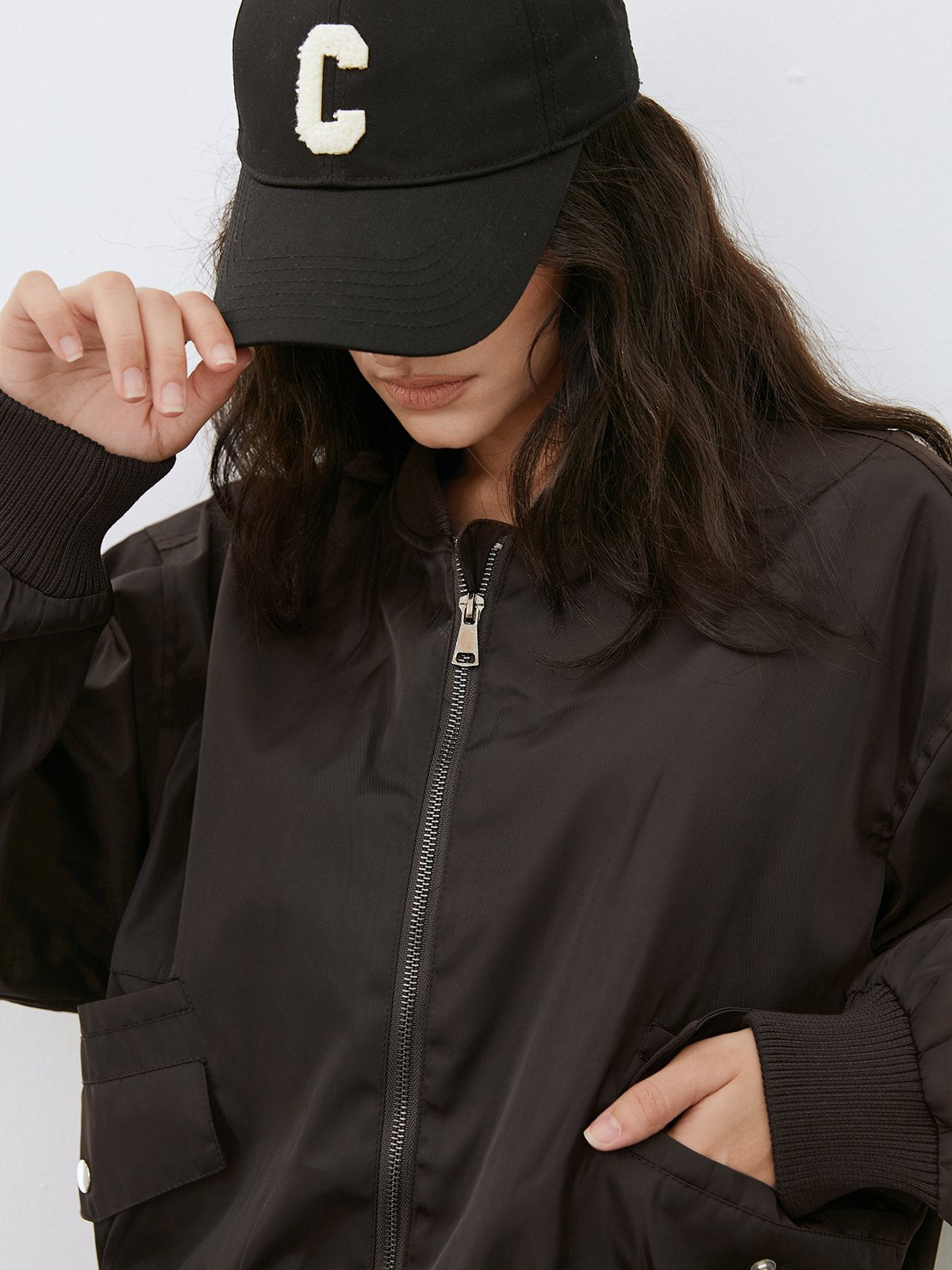 Thecomense - Oversized Drop Shoulder Two Toned Bomber Jacket