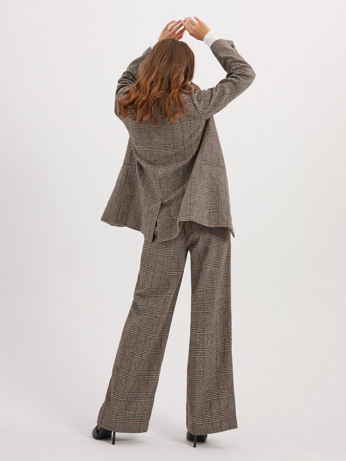 Thecomense - Glen Plaid Wide Leg Pants