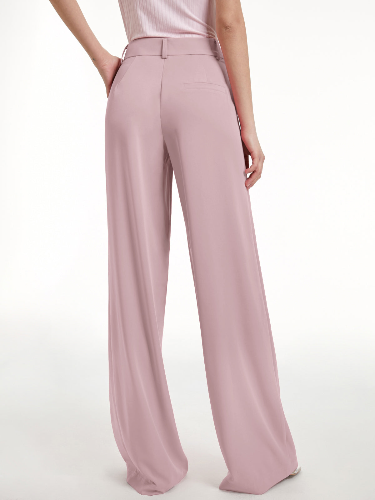 Thecomense - High Waisted Wide Leg Regular Fit Trousers