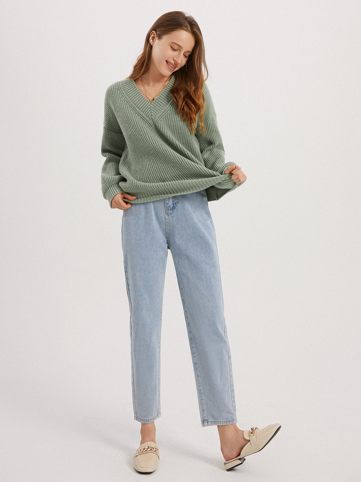 Thecomense - Head In The Clouds V-neck Knit Sweater