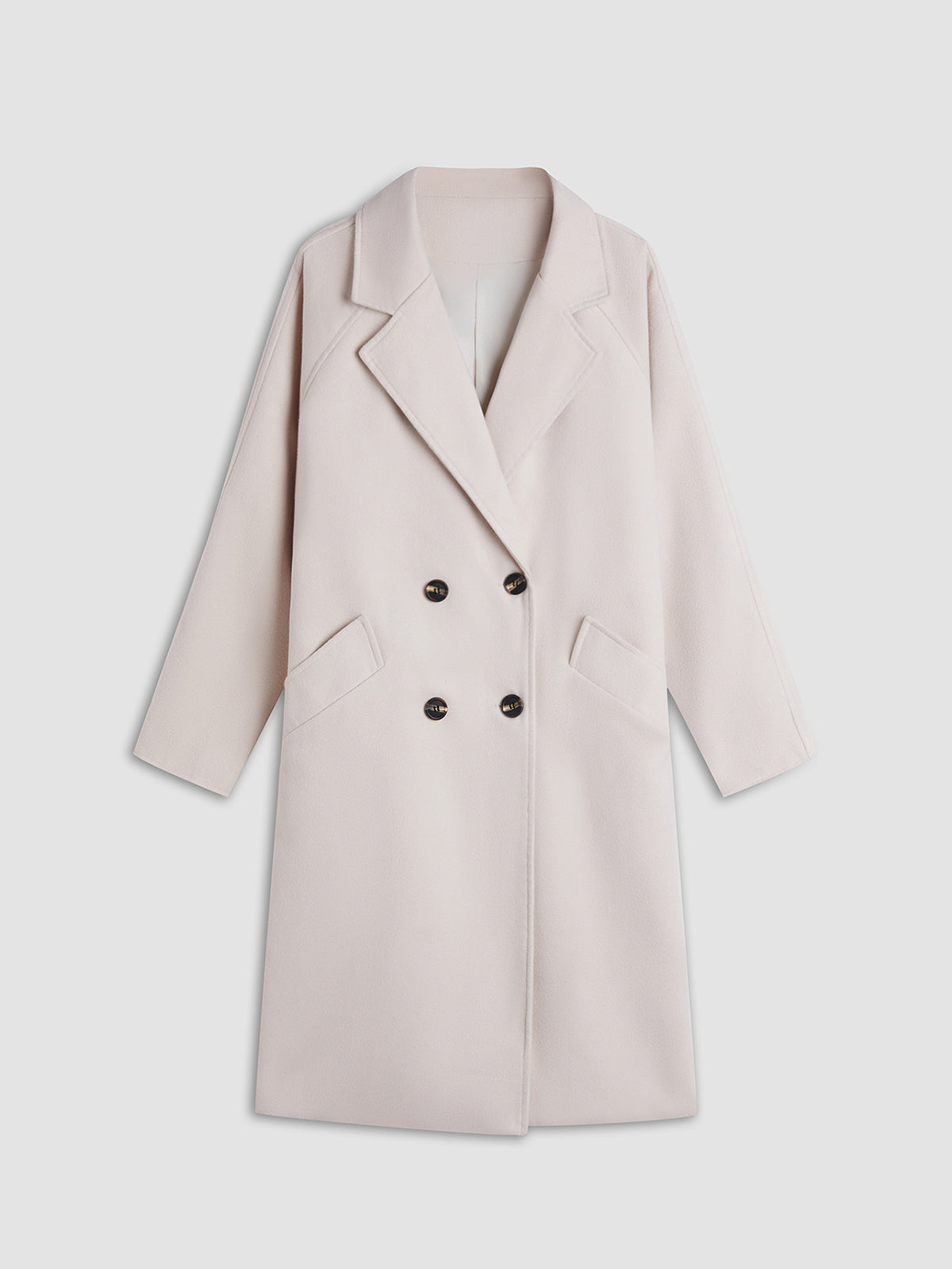 Thecomense - Solid Double Breasted Wool Coat