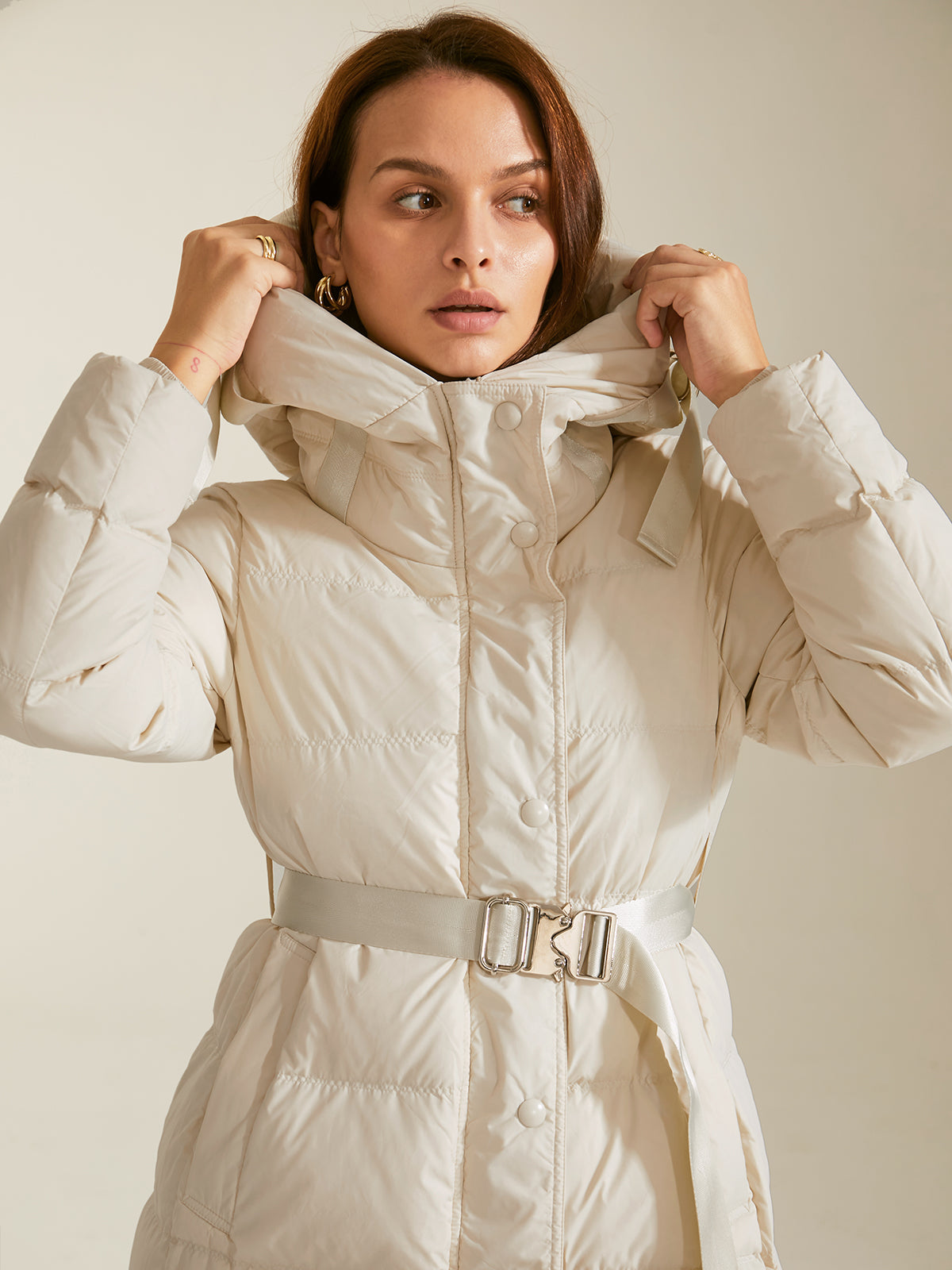 Thecomense - Belted Long Down Puffer Coat