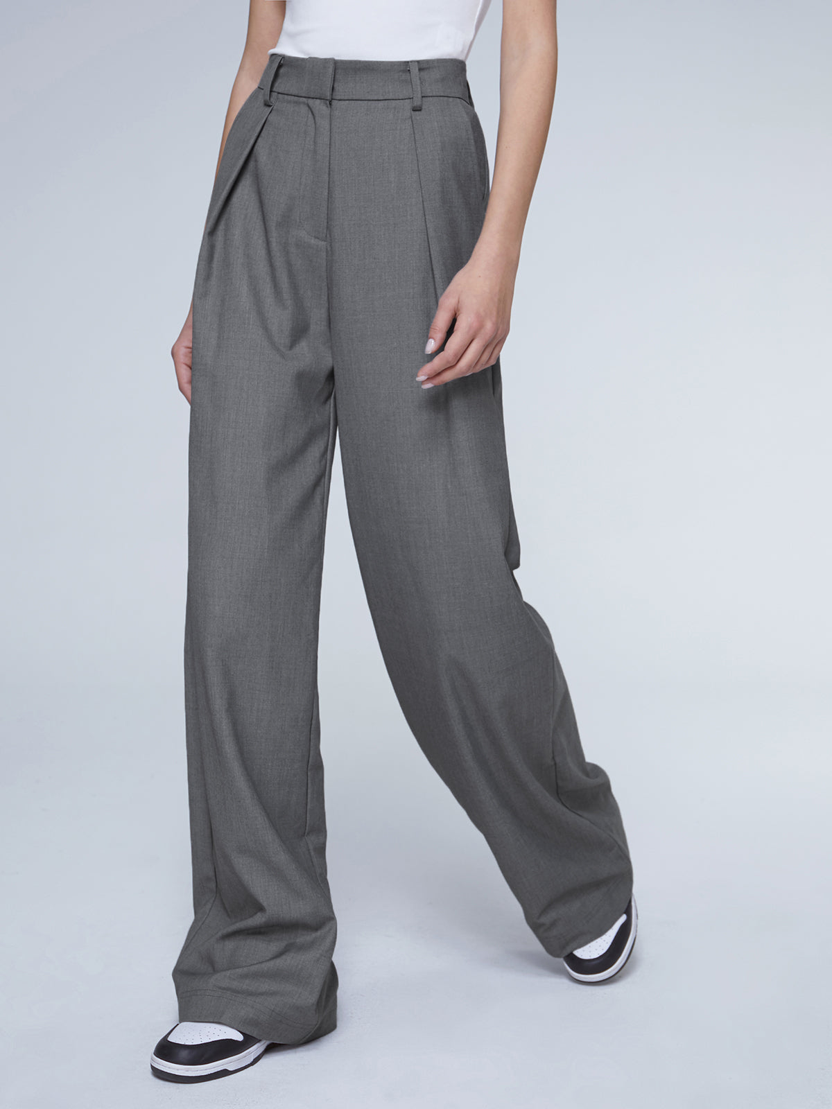 Thecomense - Oversized High Waisted Pleat Front Trousers