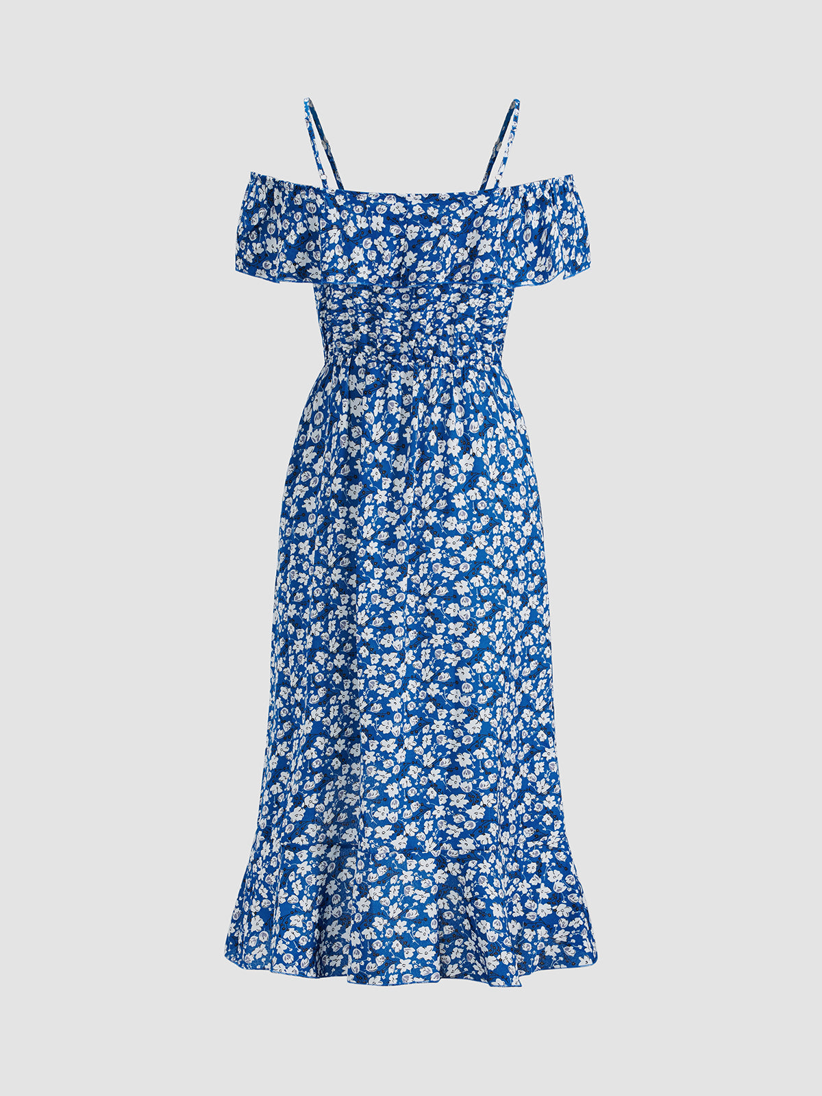 Thecomense - Ruffle Strap Off the Shoulder Floral Dress
