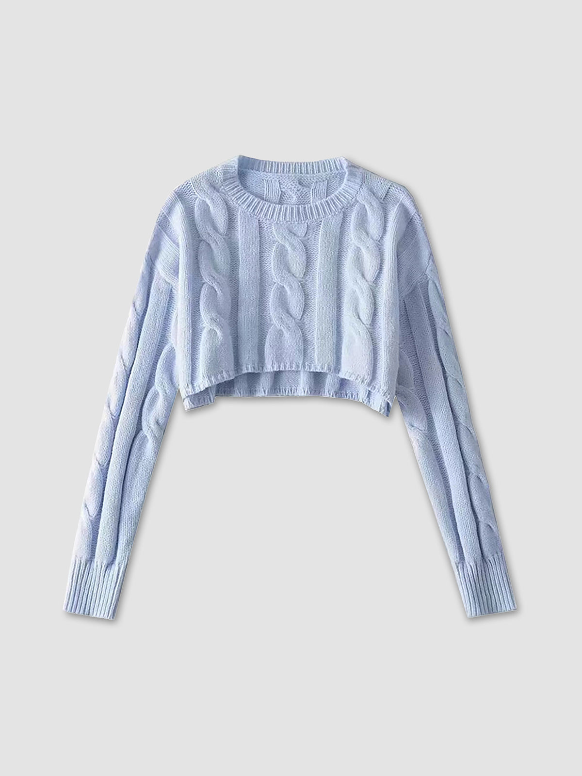 Thecomense - Breaking Rules Cable Knit Crop Sweater