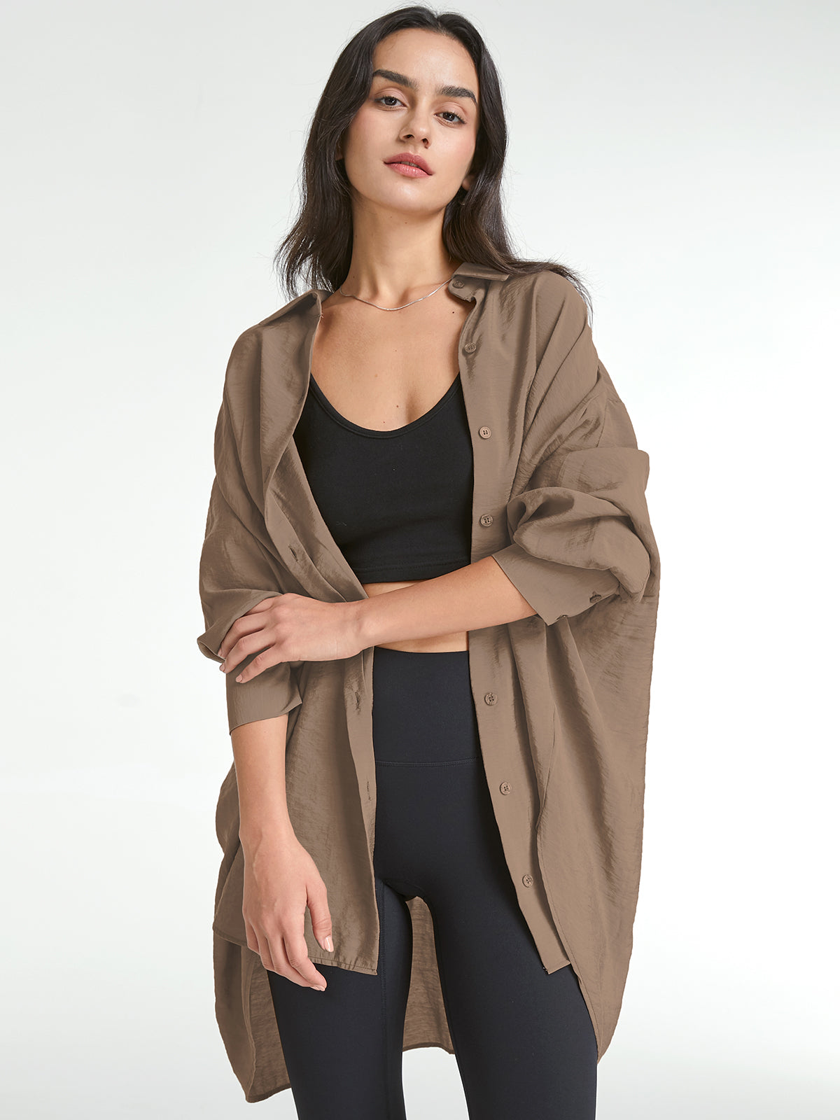 Thecomense - Drop Shoulder Oversized Button Up Shirt