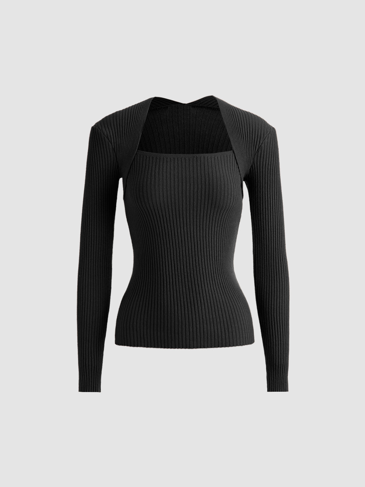 Thecomense - Bronzework Knitted Ribbed Pullover Sweater