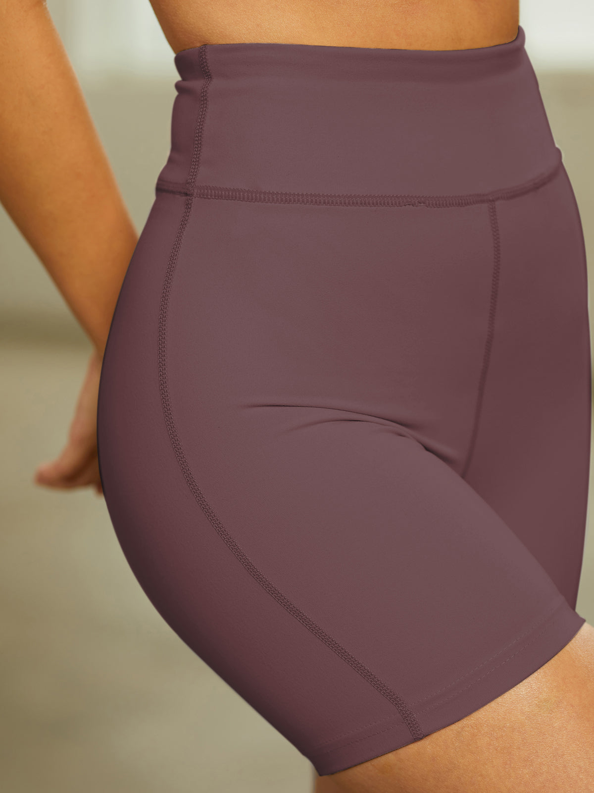 Thecomense - Mauve High Waisted Biker Shorts