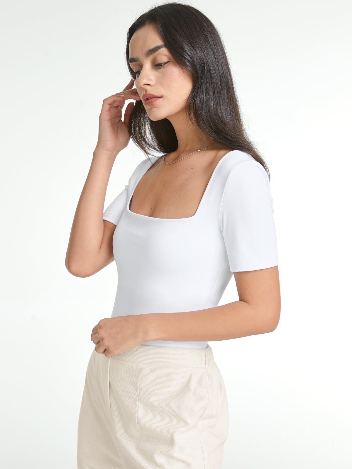 Thecomense - Short Sleeve Square Neck Bodysuit