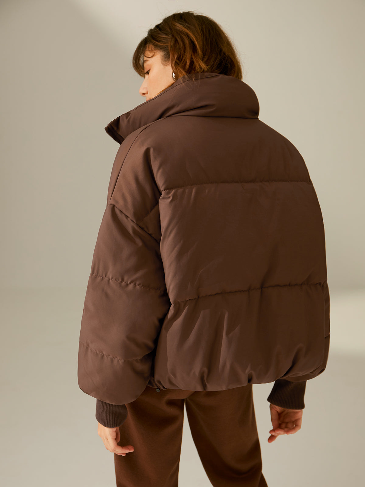 Thecomense - Drop Shoulder Zip Up Puffer Jacket
