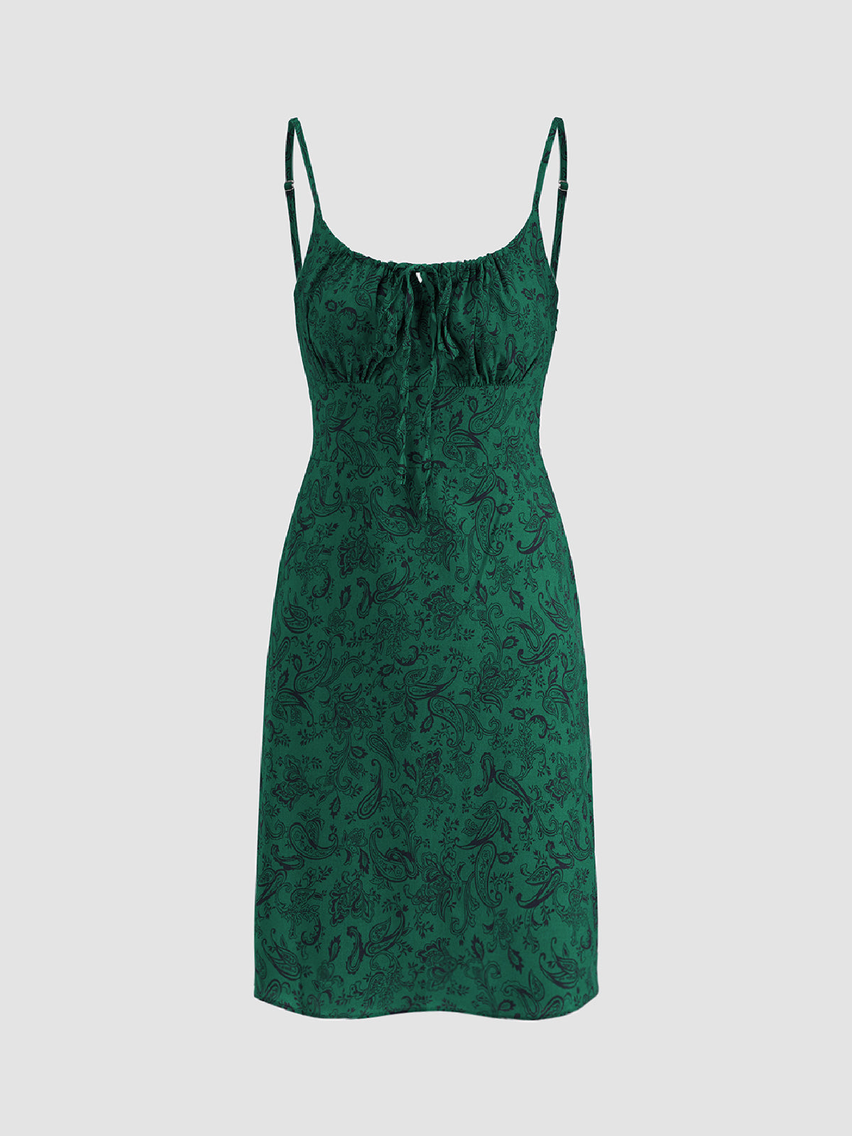 Thecomense - Emerald Green Paisley Smoothie Strap Dress