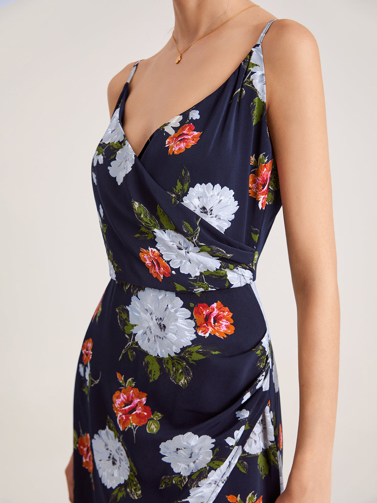 Thecomense - Floral Sleeveless Slit Midi Dress