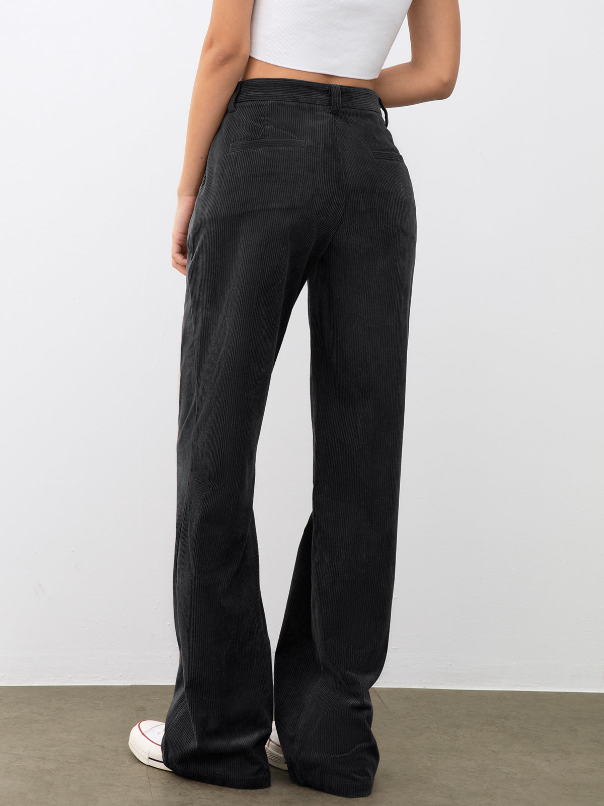 Thecomense - Wide Leg Pleated Corduroy Pants
