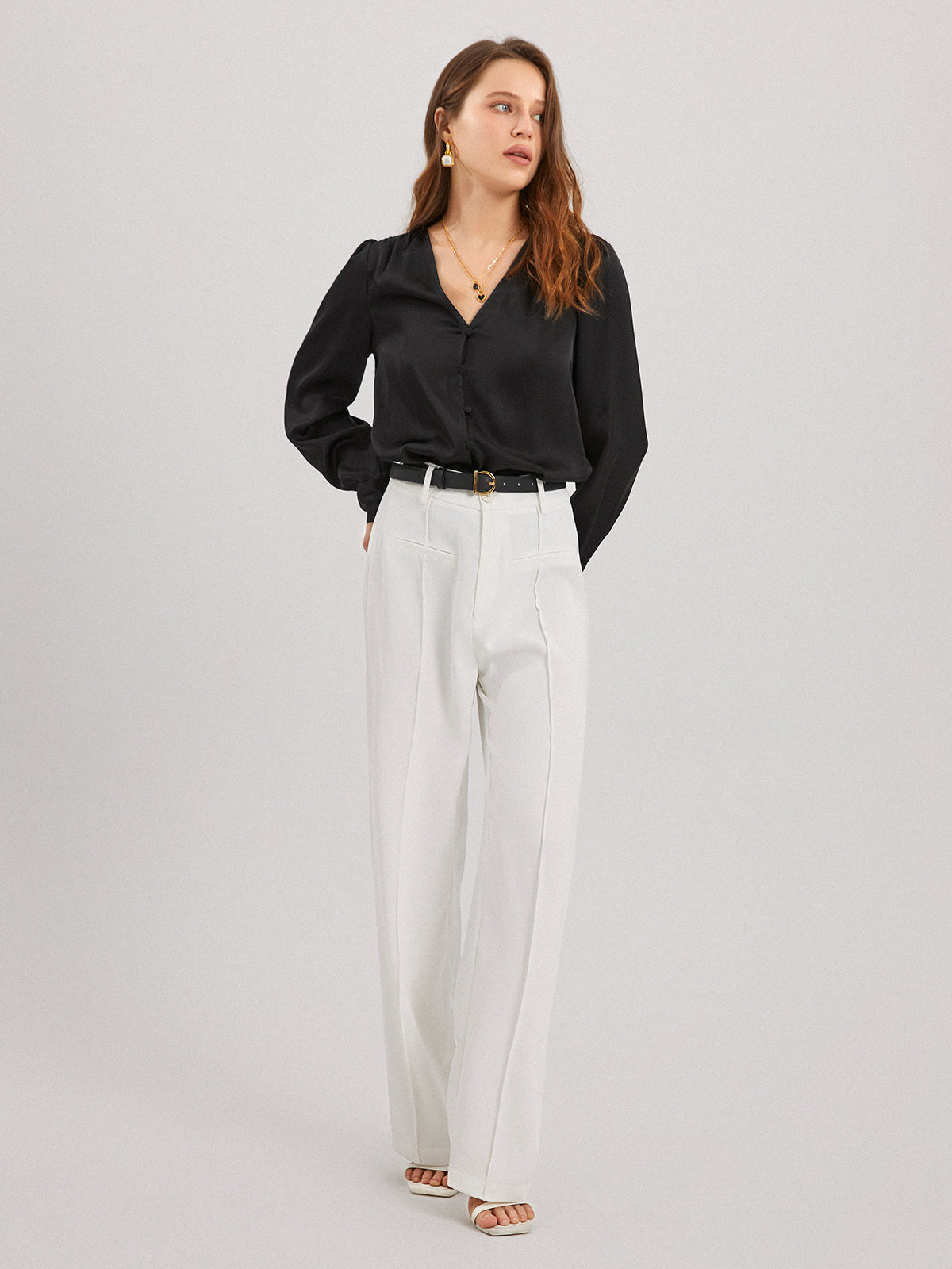 Thecomense - Essential Solid V Neck Shirt