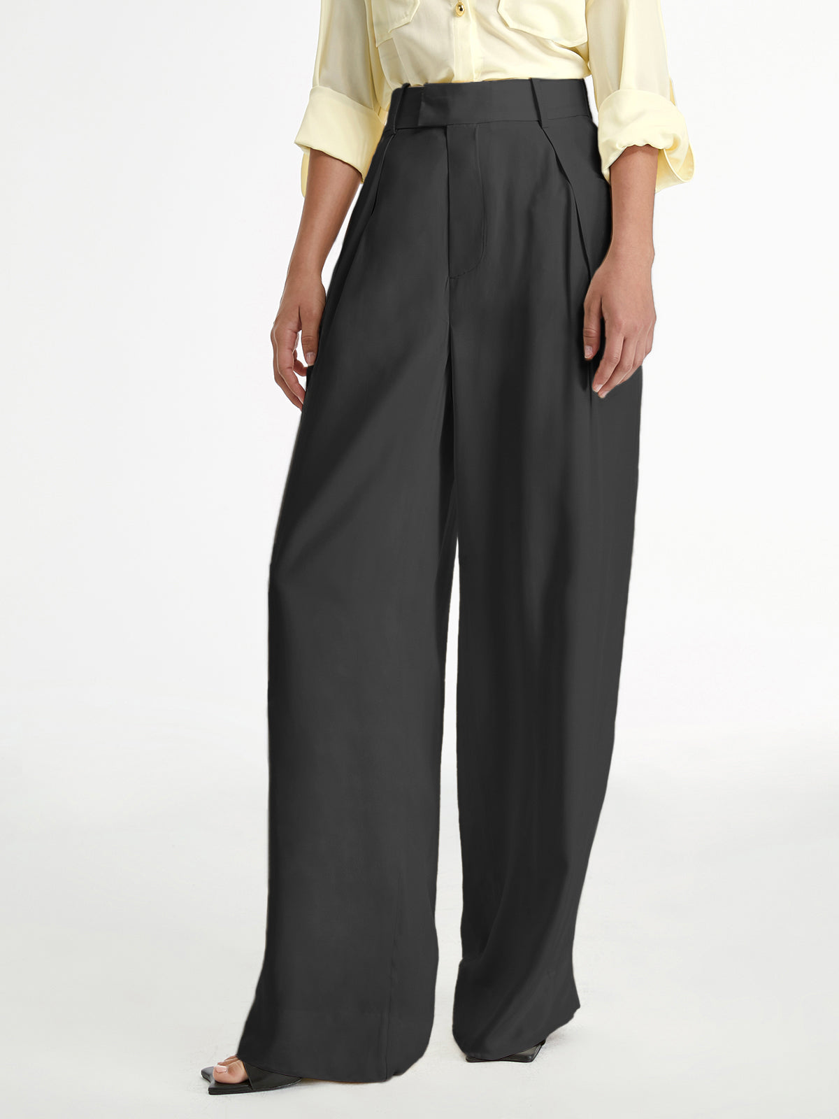 Thecomense - High Waisted Relaxed Fit Wide Leg Loose Trousers