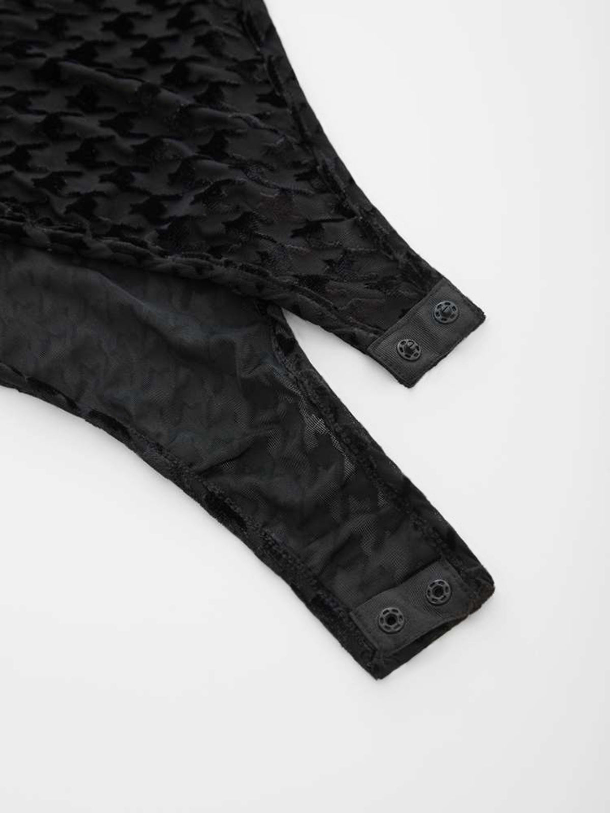 Thecomense - Long Sleeve Velvet Pattern Bodysuit