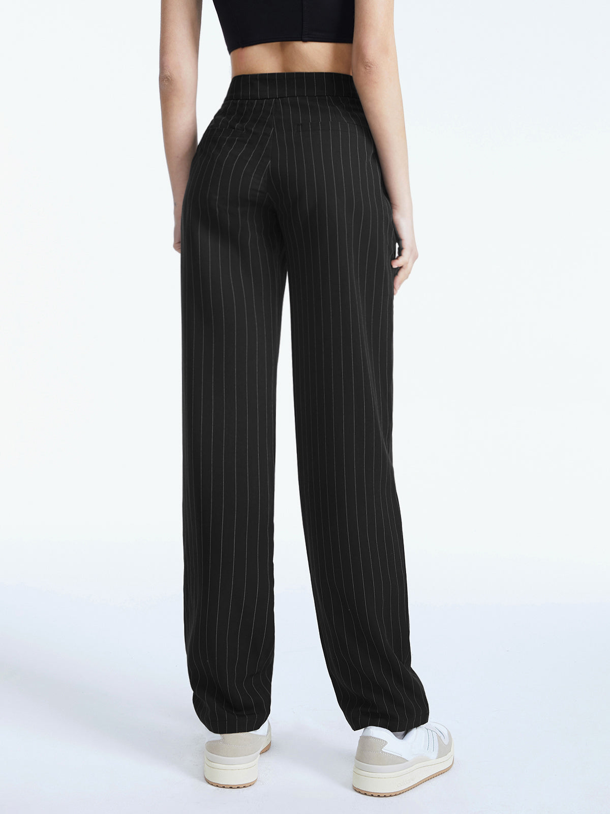 Thecomense - High Waisted Regular Fit Pinstripe Pants