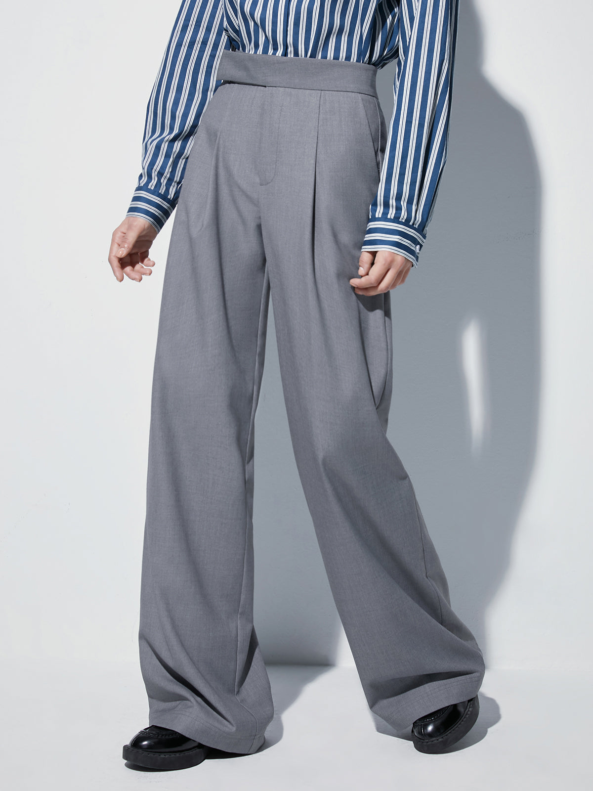 Thecomense - High Waisted Wide Leg Pleat Front Trousers