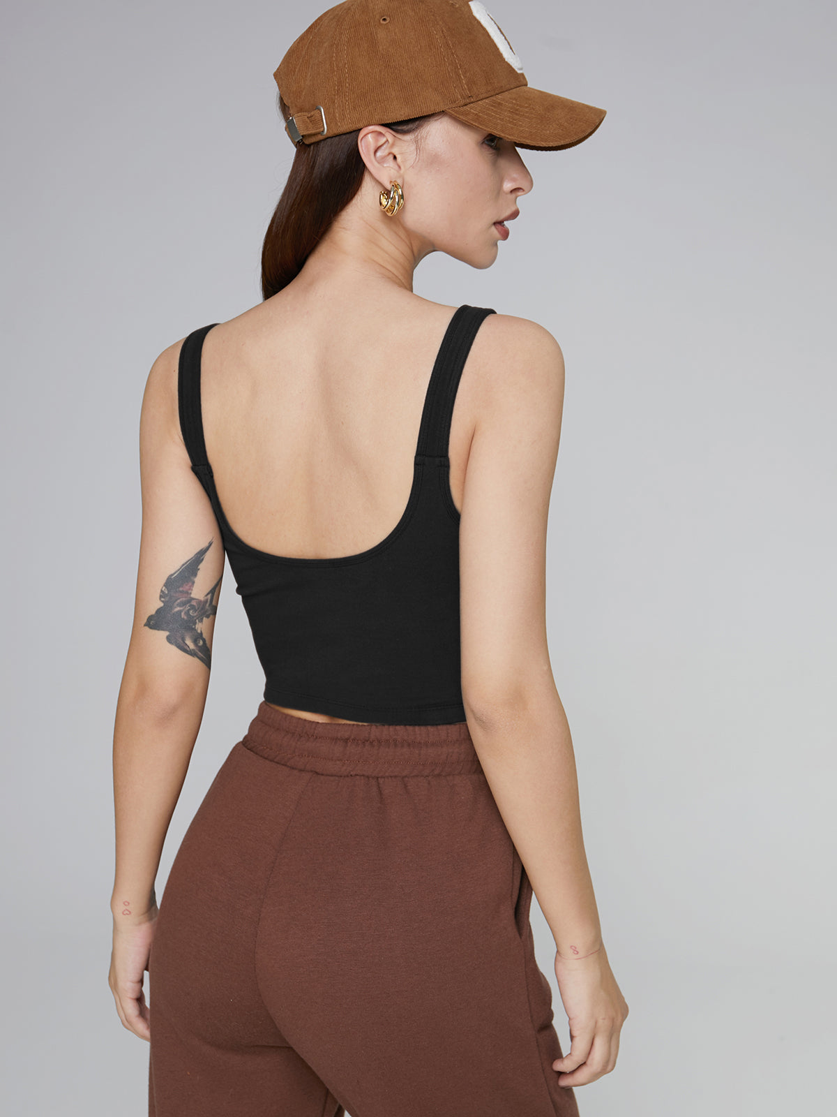 Thecomense - Balck Contour Crop Tank
