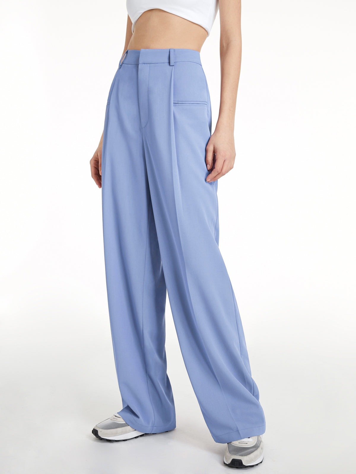 Thecomense - High Waisted Wide Leg Regular Fit Trousers