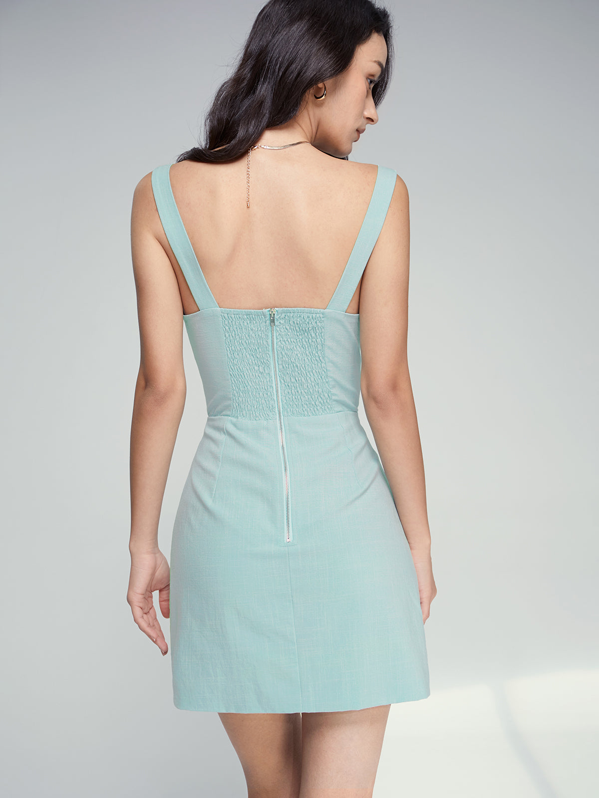 Thecomense - Square Neck Corset Contour Casual Mini Strap Dress