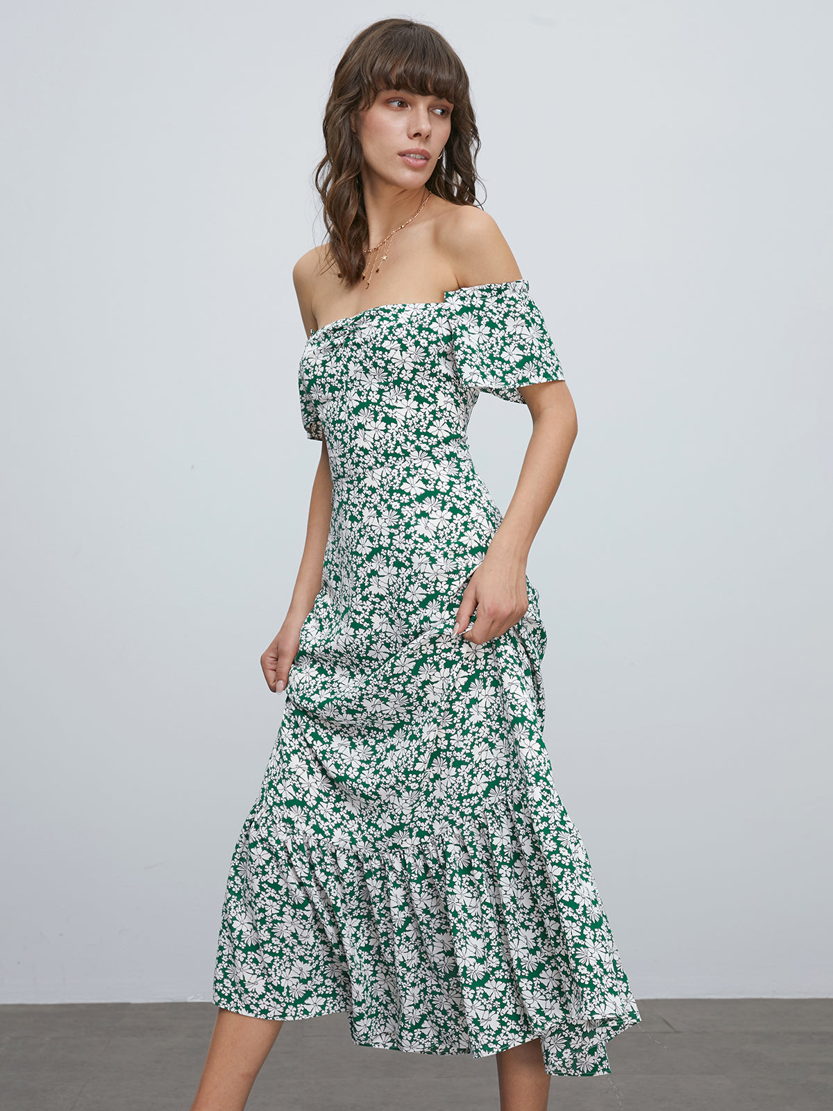 Thecomense - Off Shoulder Floral Long Dress