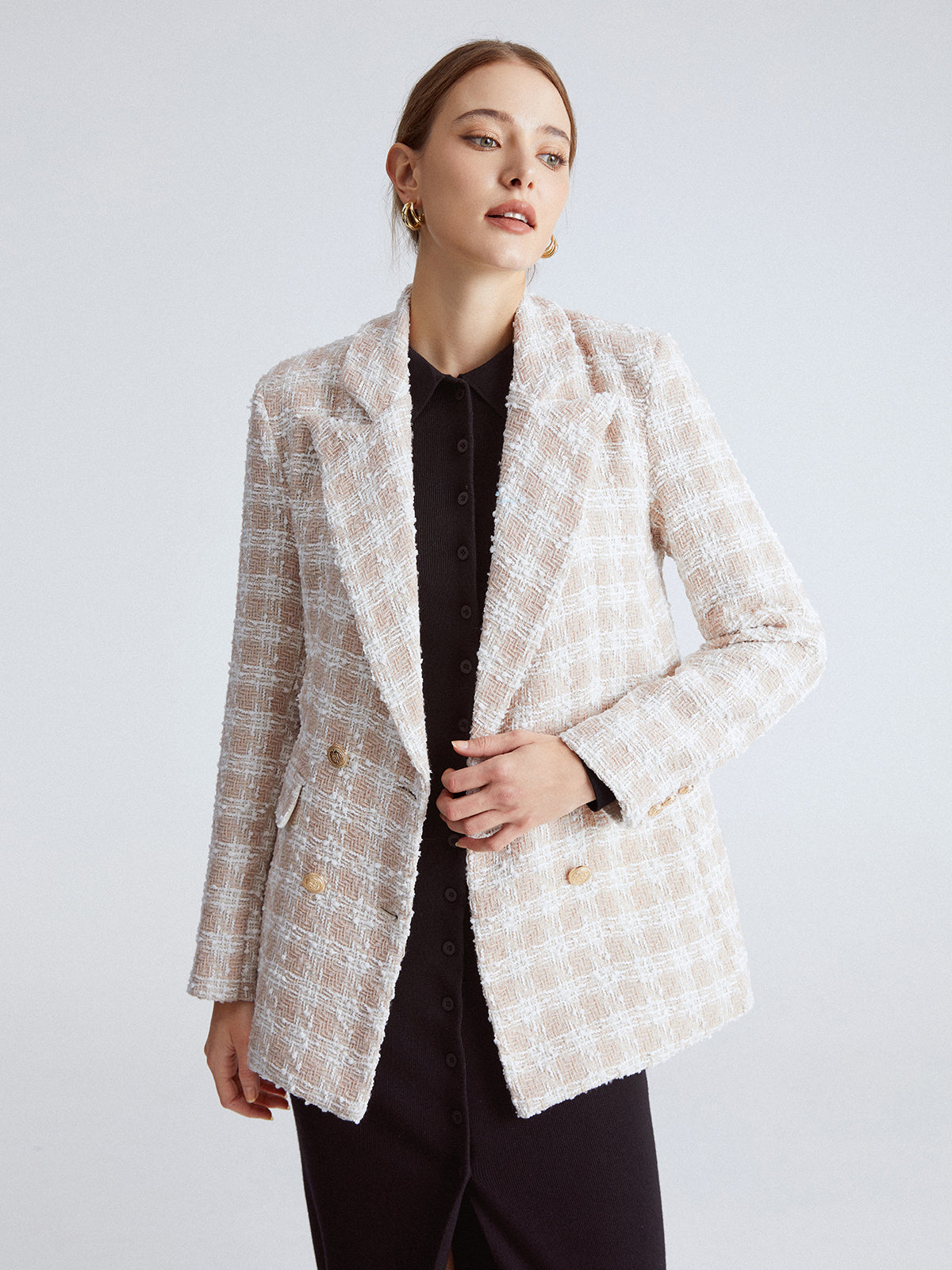 Thecomense - Old Money Tweed V Neck Jacket