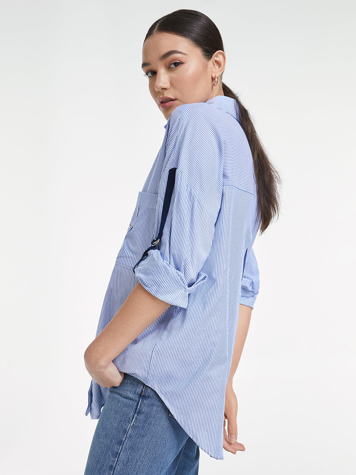 Thecomense - Relaxed Fit Striped Button Up Dress Shirt