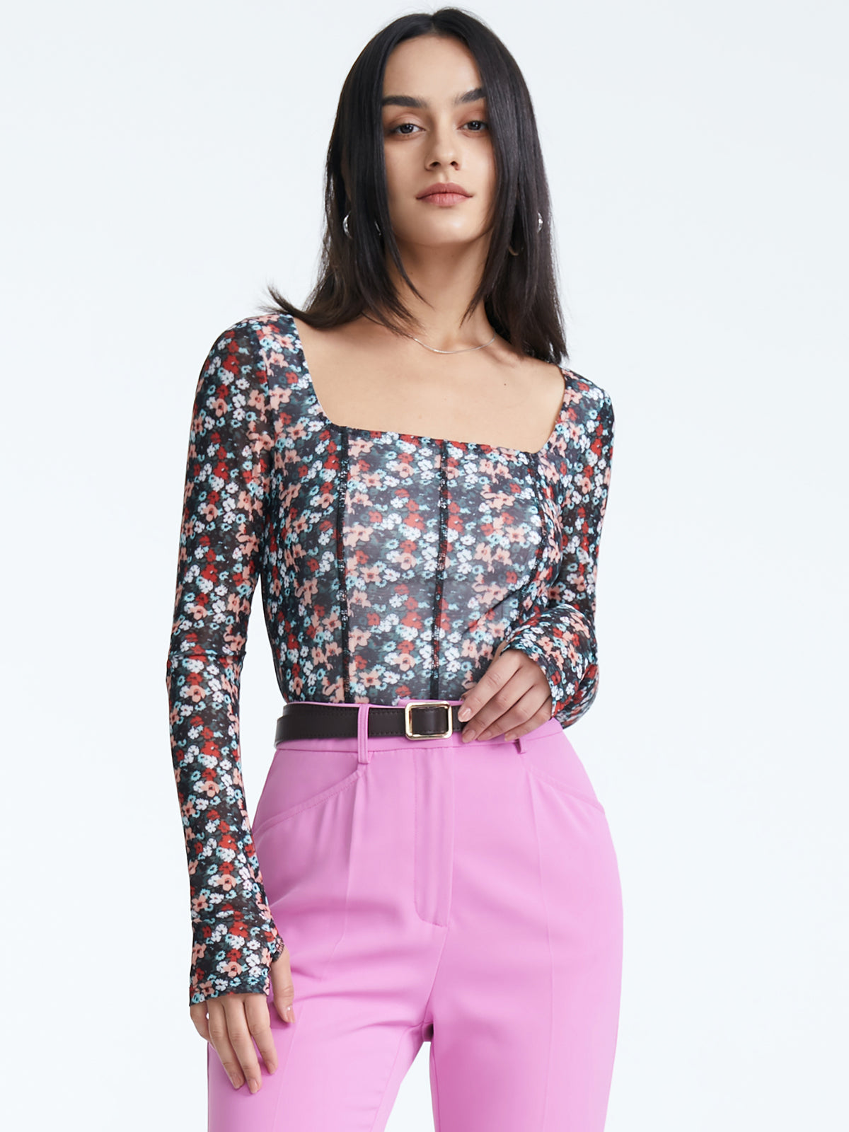 Thecomense - High Waisted Stretch Flare Pants With Seam Detail