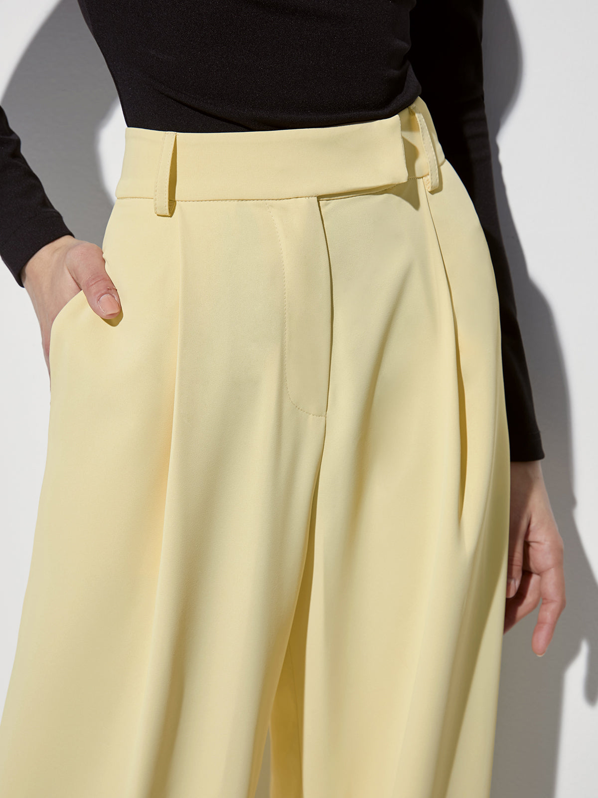 Thecomense - High Waisted Wide Leg Pleat Front Trousers