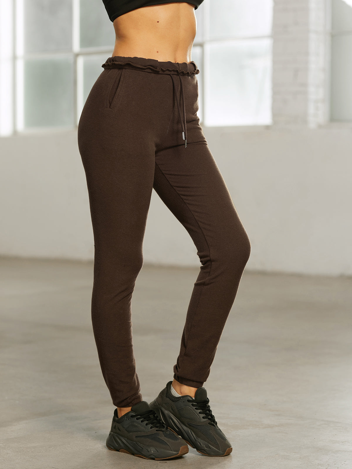 Thecomense - Ruffle Waist Jogger Sweatpants
