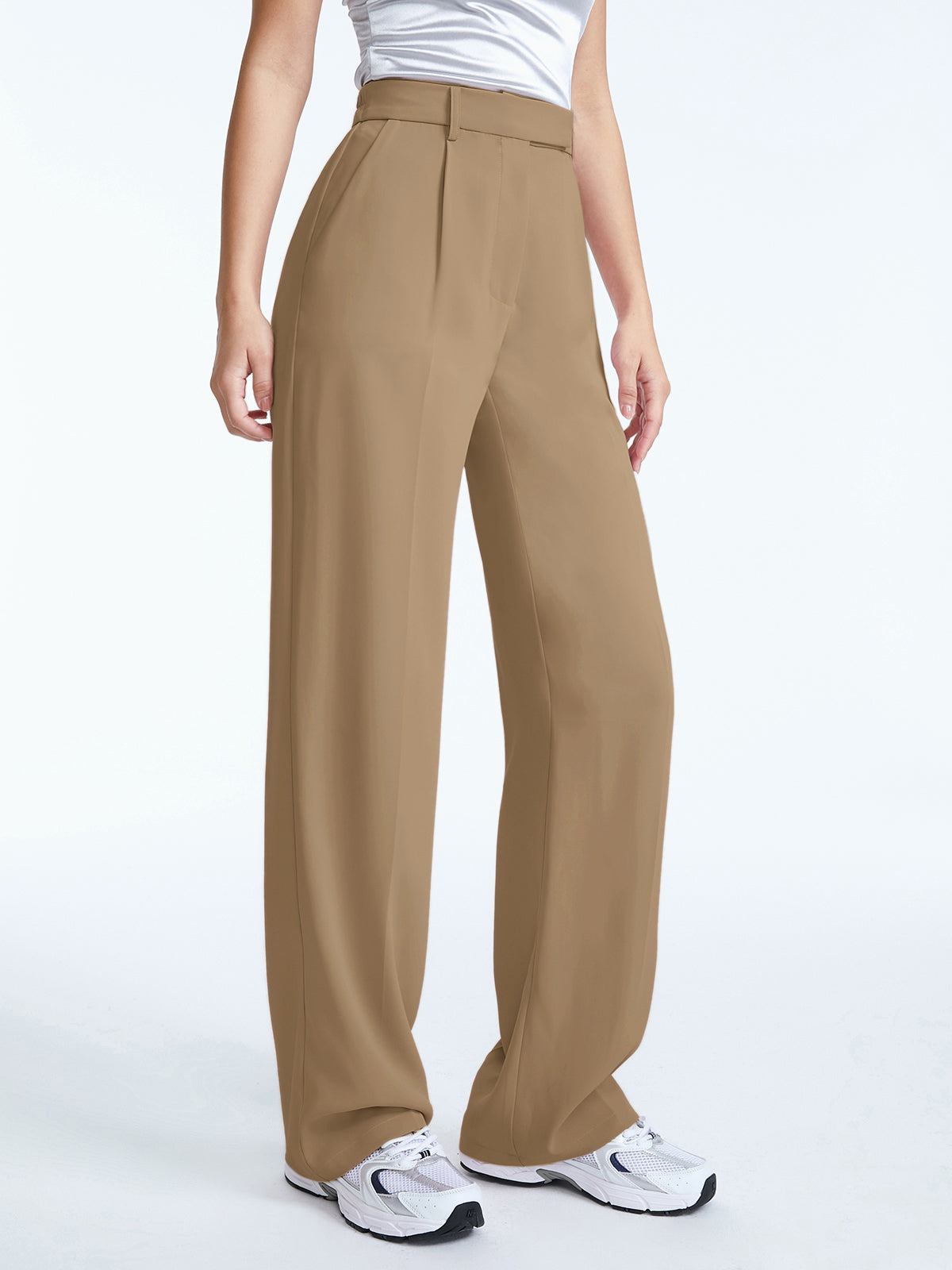 Thecomense - High Waisted Straight Leg Pleat Front Trousers