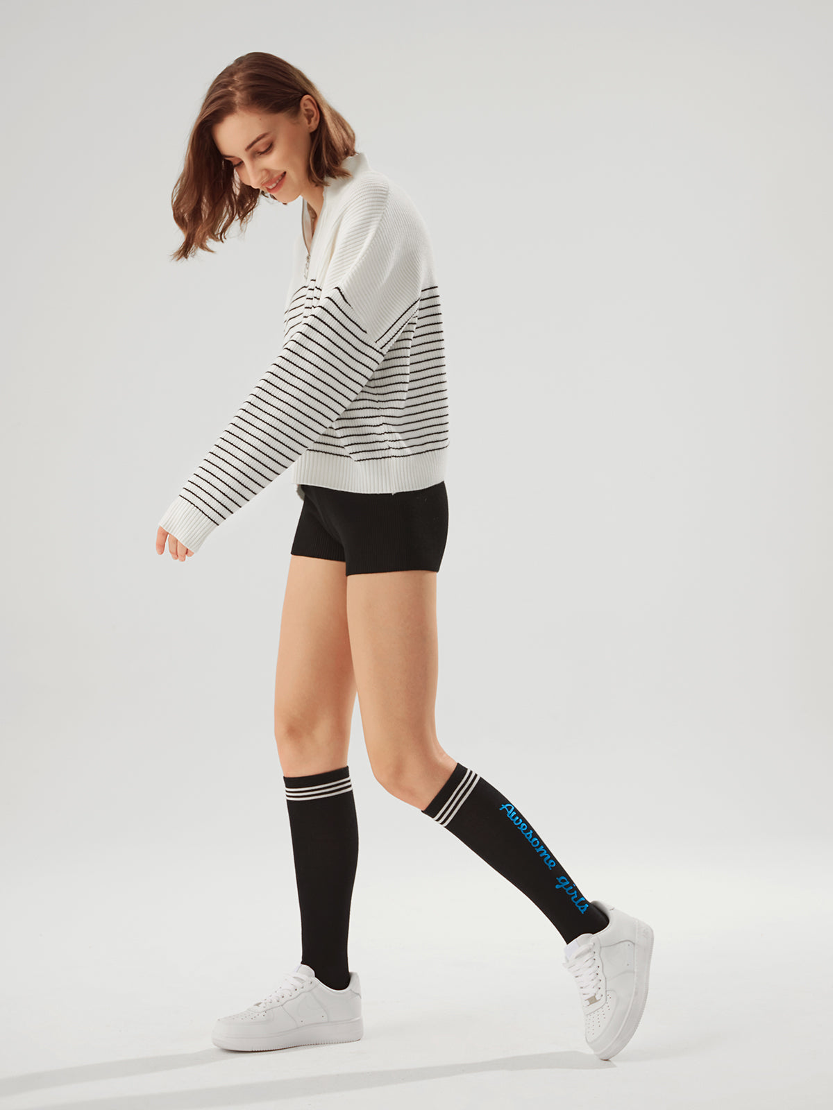 Thecomense - Alabastar Stripe Zip Sweater