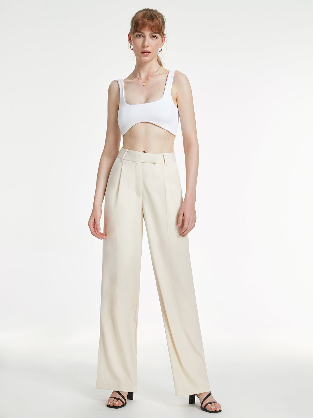 Thecomense - High Waisted Straight Leg Trousers