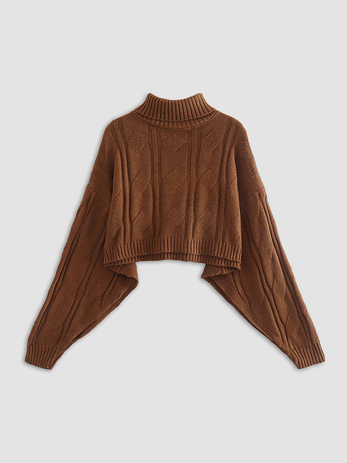 Thecomense - Fall Leaves Dream Cable Knit Mockneck Sweater
