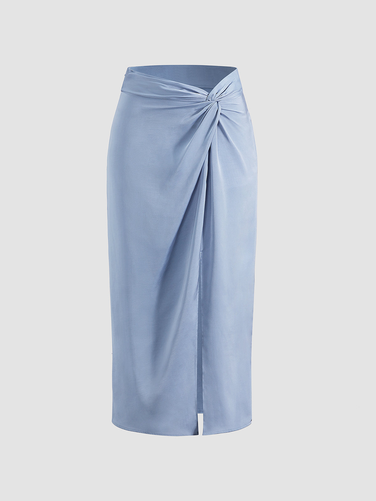 Thecomense - High Waisted Twist Satin Midi Skirt