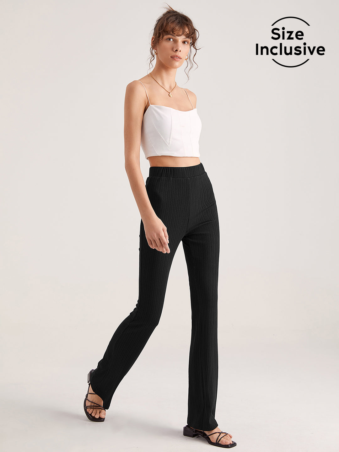 Thecomense - High Waisted Essential Seam Detail Flare Pants