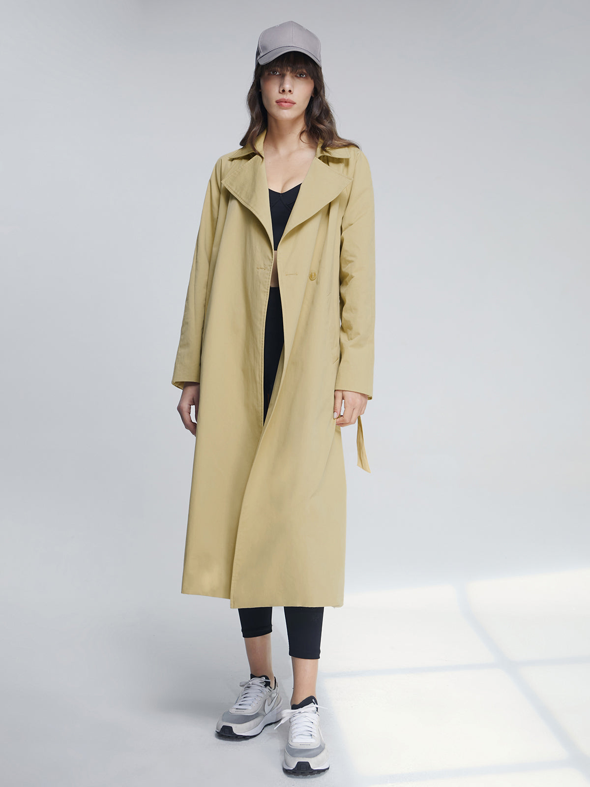 Thecomense - Long Double Breasted Lapel Lightweight Trench Coat