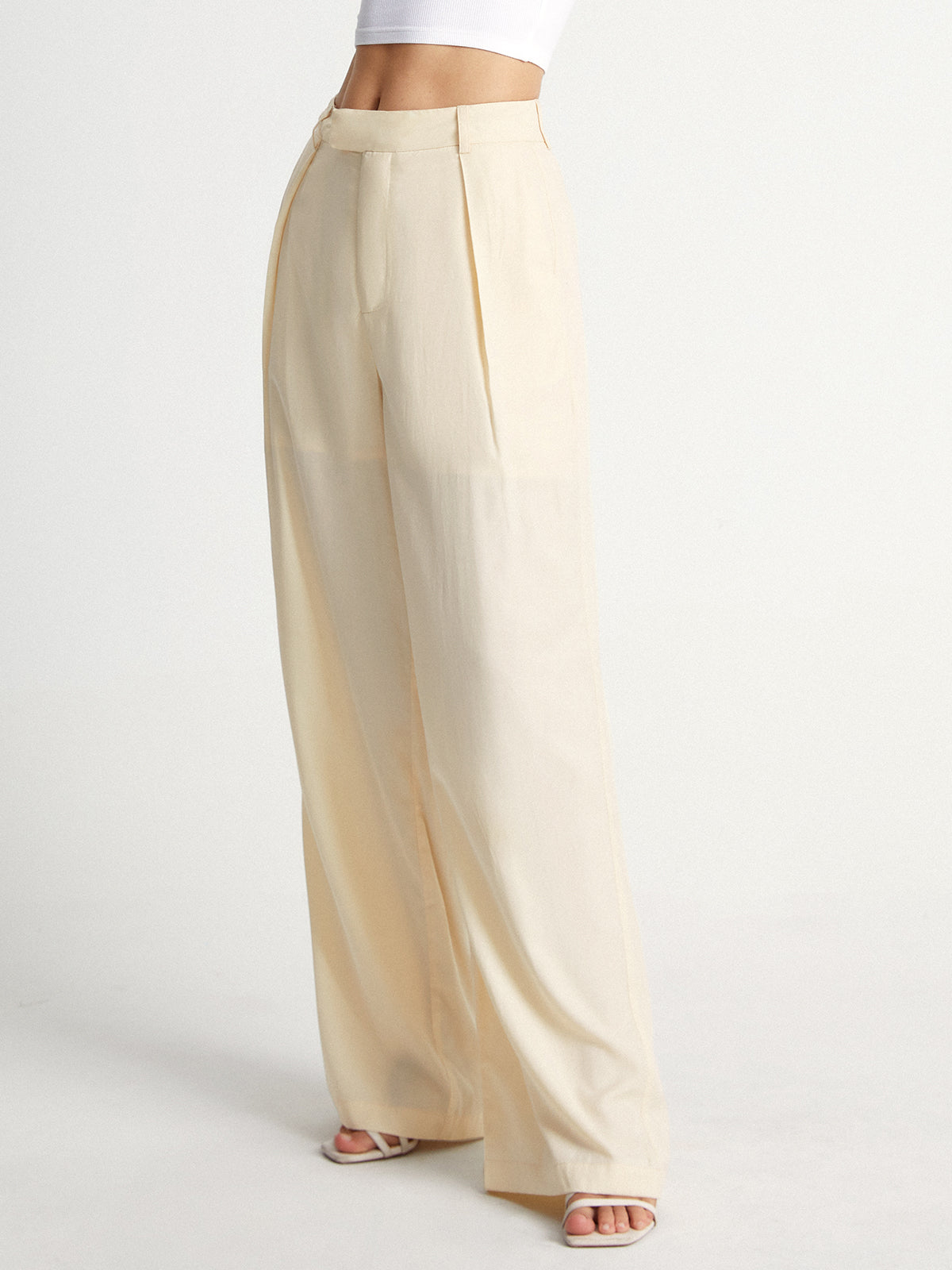 Thecomense - High Waisted Relaxed Fit Wide Leg Loose Trousers
