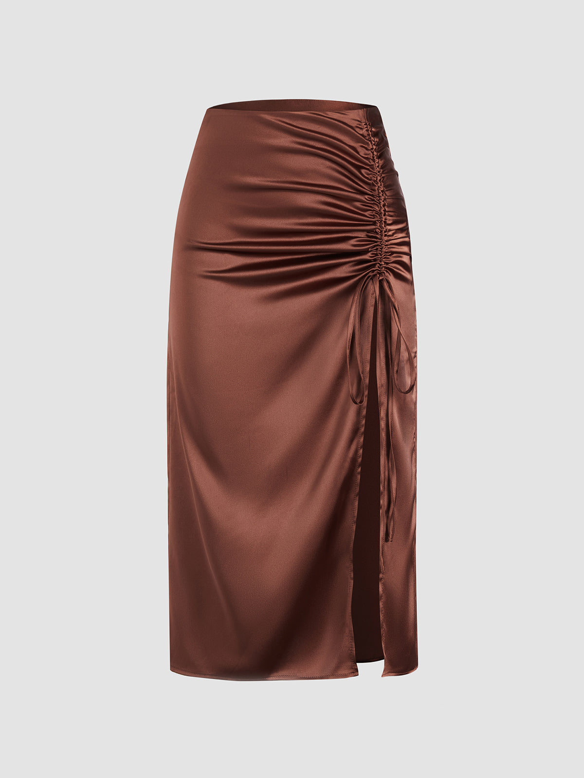 Thecomense - Cocoa Beans Ruched Flowy Skirt
