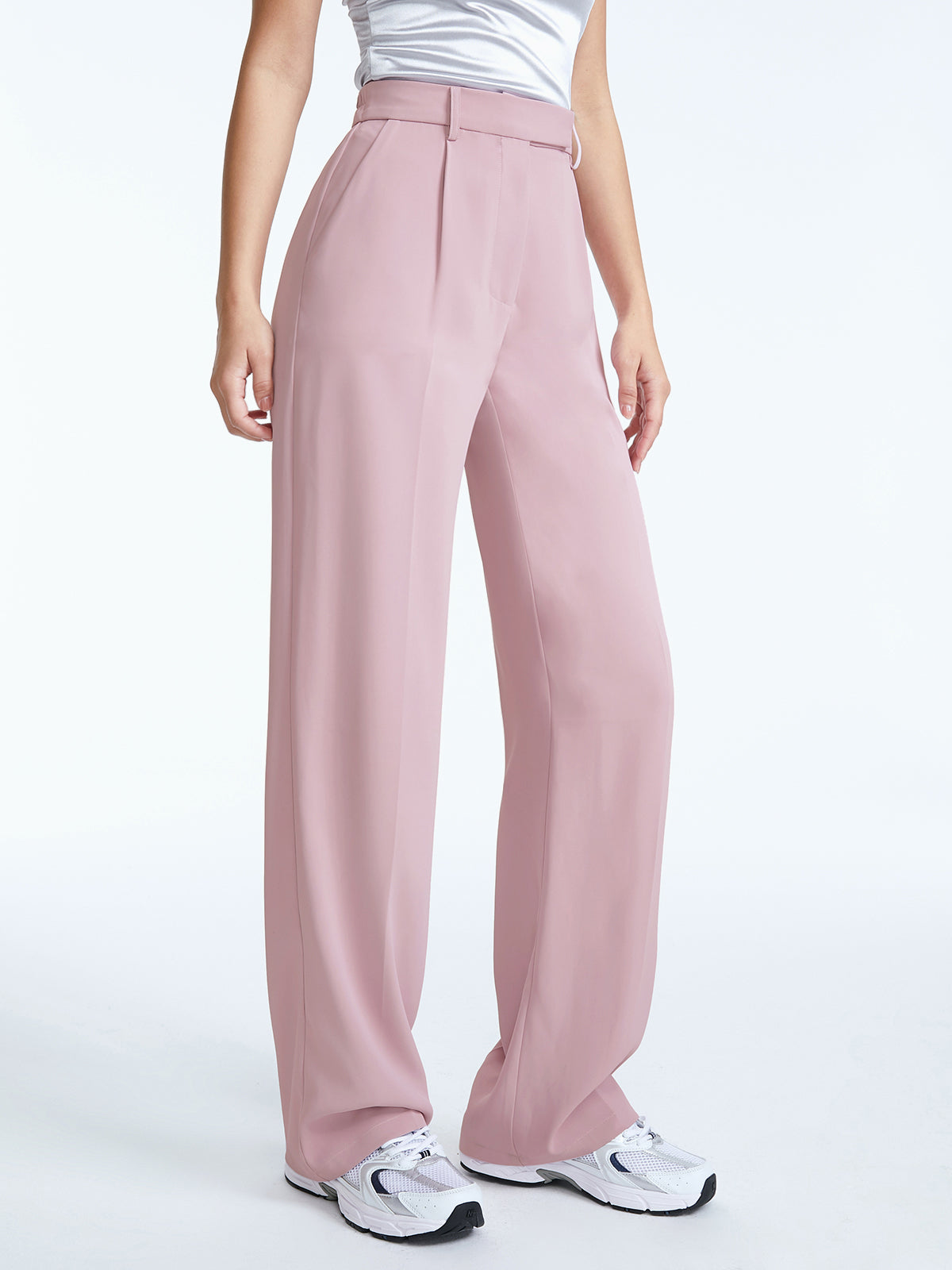 Thecomense - High Waisted Straight Leg Pleat Front Trousers
